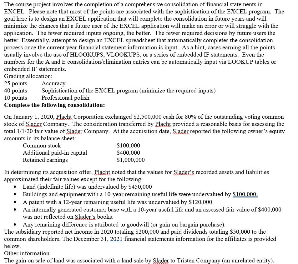 Only Experts take this... 40 points The course project involves the completion