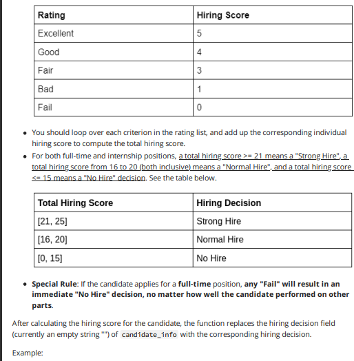 to determine if a candidate can be hired, and if so, with