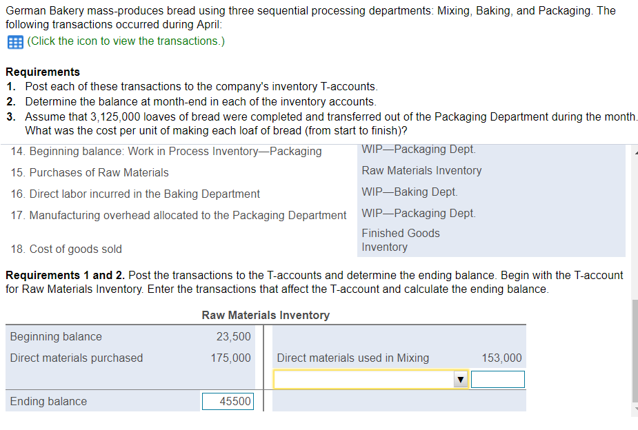Packaging Department.... 2. Costs assigned to units completed and transferred out of