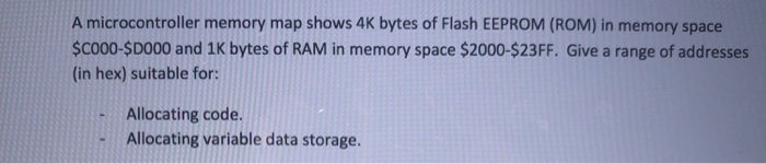  A microcontroller memory map shows 4K bytes of Flash EEPROM (ROM)