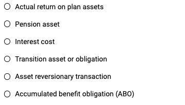 Select from the option list provided the term relevant to pension accounting