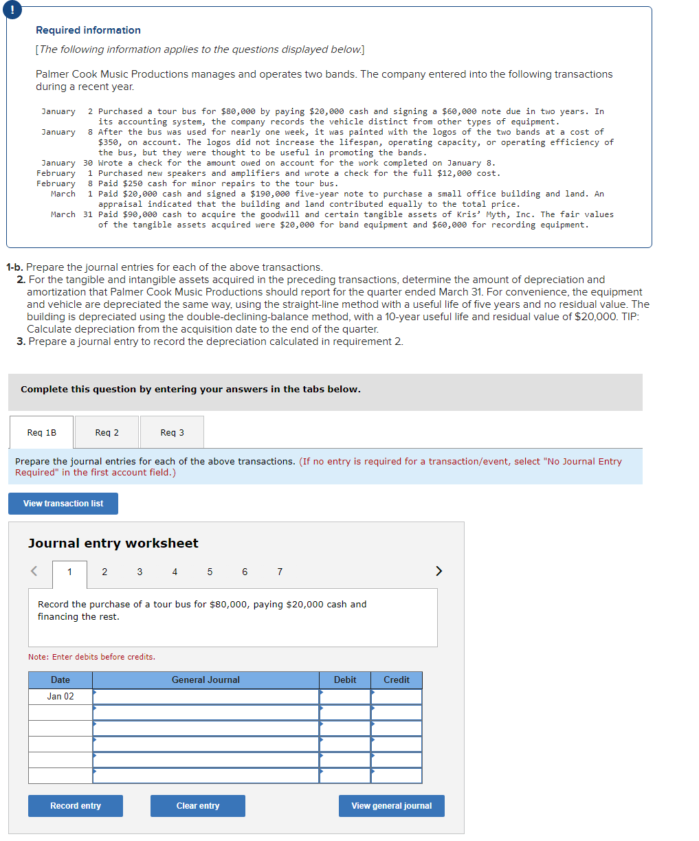  Req 1B Reg 2 Req3 Prepare the journal entries for each