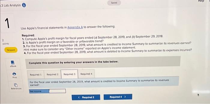 1. Compute Apple's profit margin for fiscal years cnded (a) September 28,