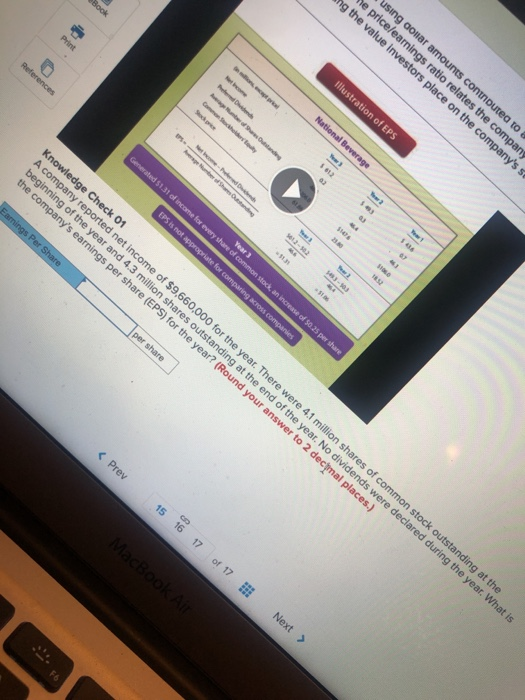 earnings per share using donar amounts contoutea to & Ne pricelearnings ratio