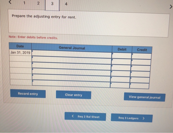 of supplies on January 31, 2019, is $1200 b. The prepaid advertising