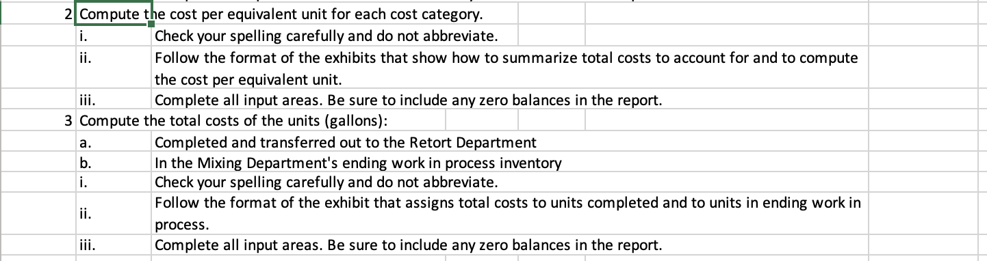 Chicken and Cream Green Peppers and Mushrooms Conversion Costs Cost per Equivalent
