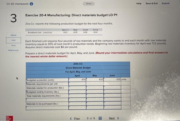  Ch 20: Homework Saved Help Save & Exit Submit Submit 3