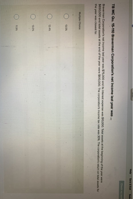  Help Save & Exit Subr Check my work TB MC Qu.