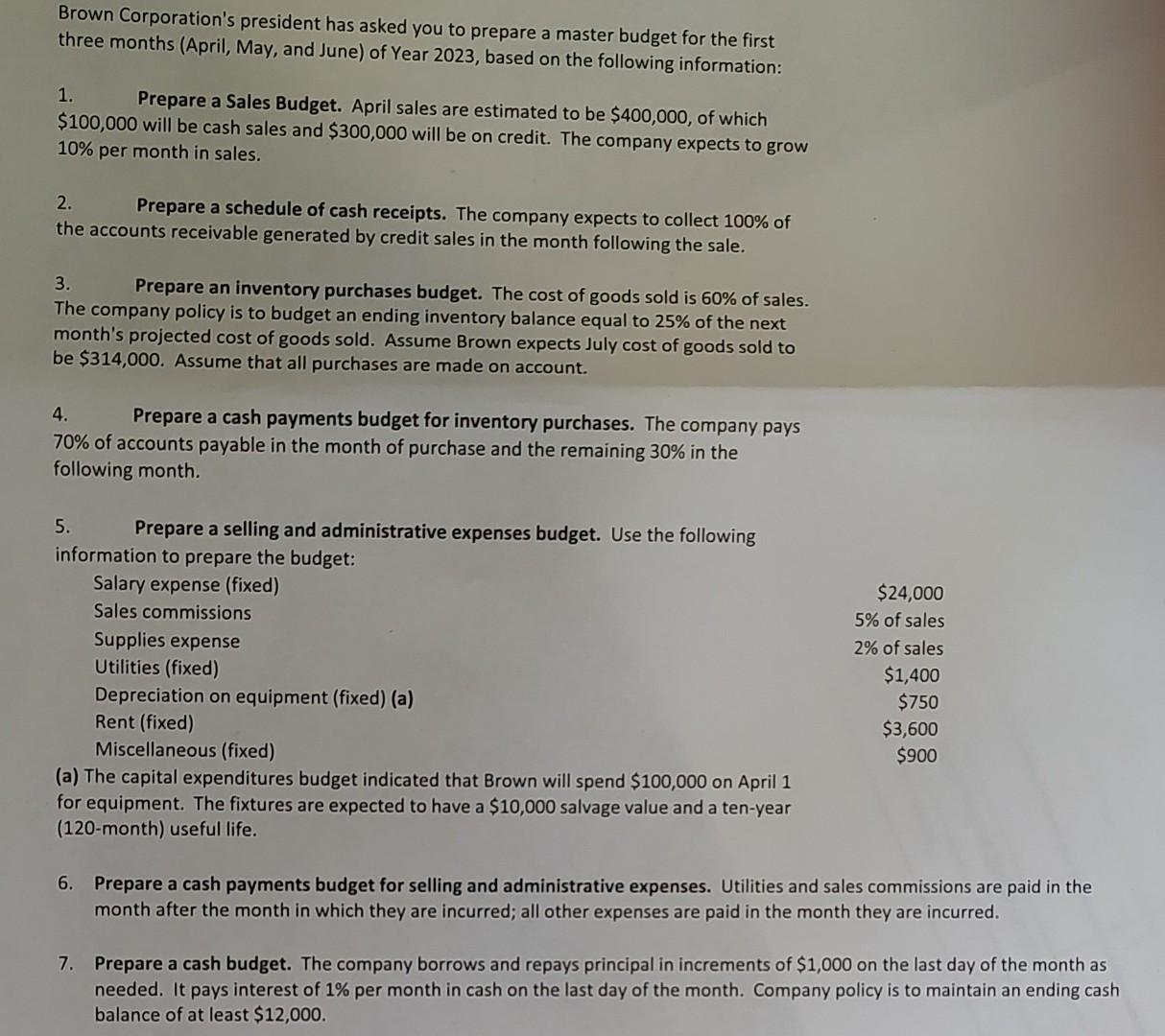  please help with number 6 and 7. prepare a cash payments