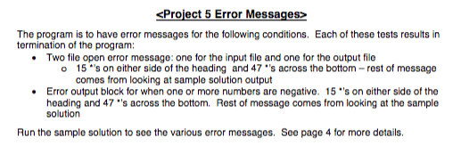 some supporting information is read from the input fie. This information is