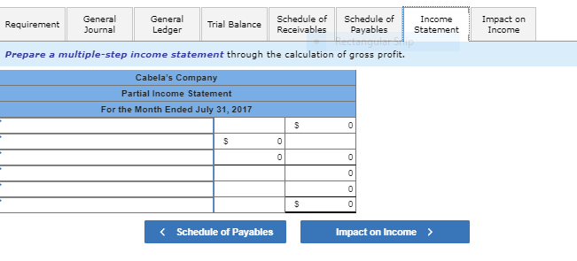 merchandising transactions of Cabela's, which uses the perpetual inventory system and the
