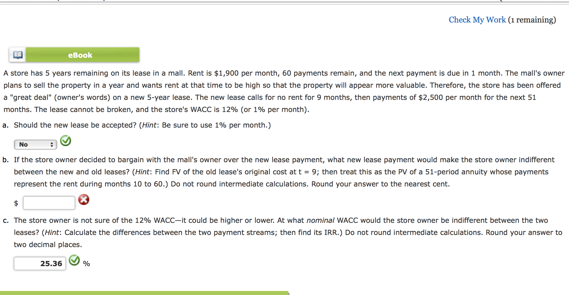  Check My Work (1 remaining) eBook A store has 5 years