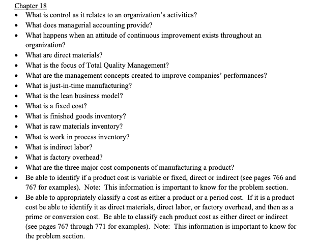  Chapter 18 What is control as it relates to an organization's