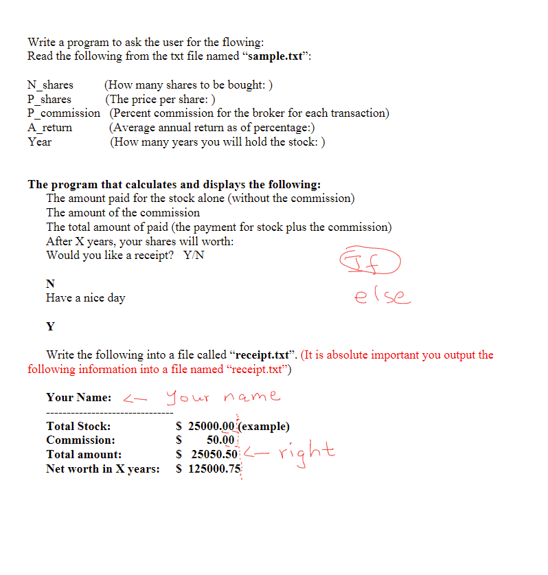  Write a program to ask the user for the flowing Read