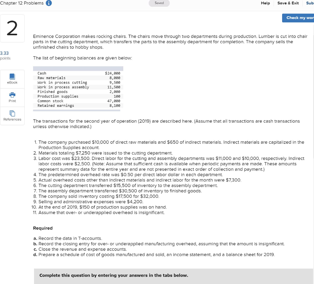 Chapter 12 Problems i Saved Help Save & Exit Sub Check
