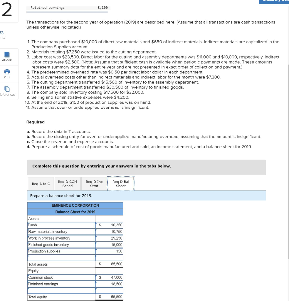 of beginning balances are given below: Cash Raw materials blork in process