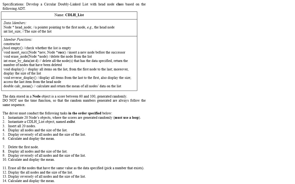Please code in C++. Struggling with the using a circular double linked