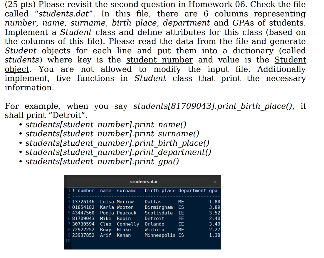 ONLY PYTHON !! ONLY PYTHON!!! student.dat !! student.dat !! student.dat !! student.dat