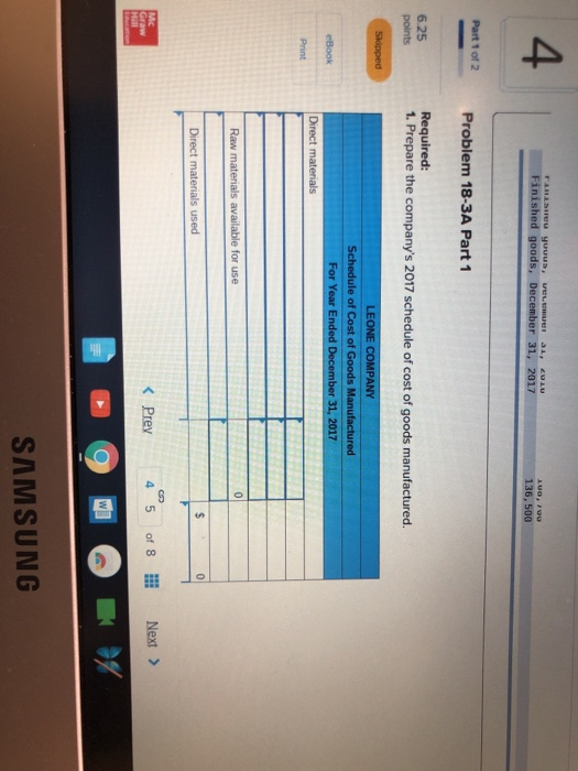 of cost of goods manufactured and income statement; Inventory analysls LO P2,
