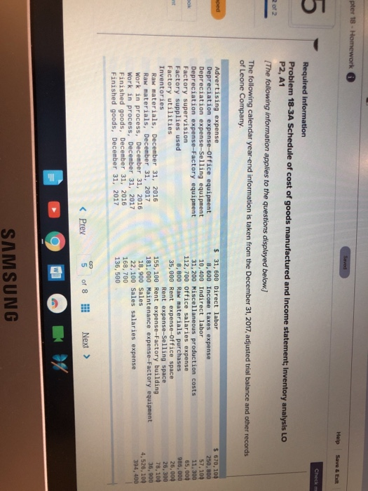 31, 2017, adjusted trial balance and other records of Leone Company. 25