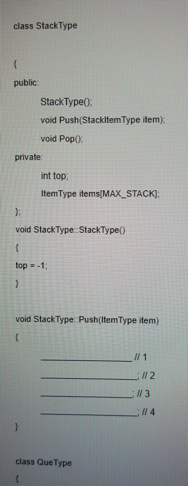  Examine the following declaration and definition for the array-based implementation for