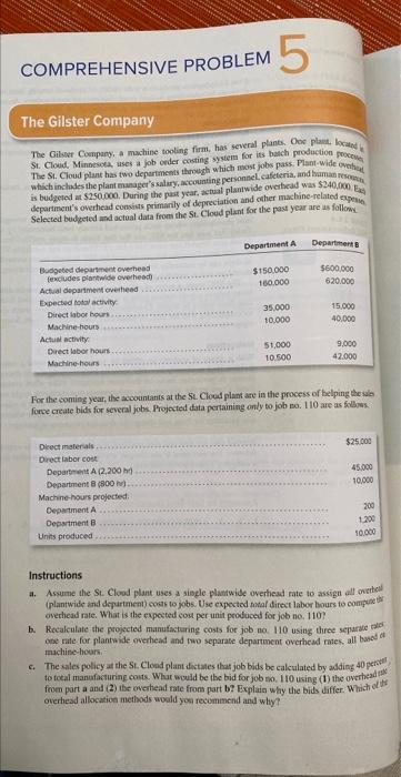Comprehensive Problem 5Instructions a - h The Gilont Company; a muchine tooling