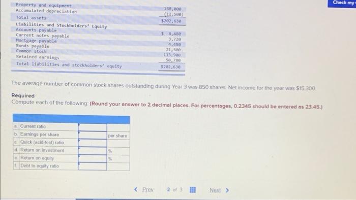 is the balance sheet of Walton Company for Year 3: WALTON COMPANY