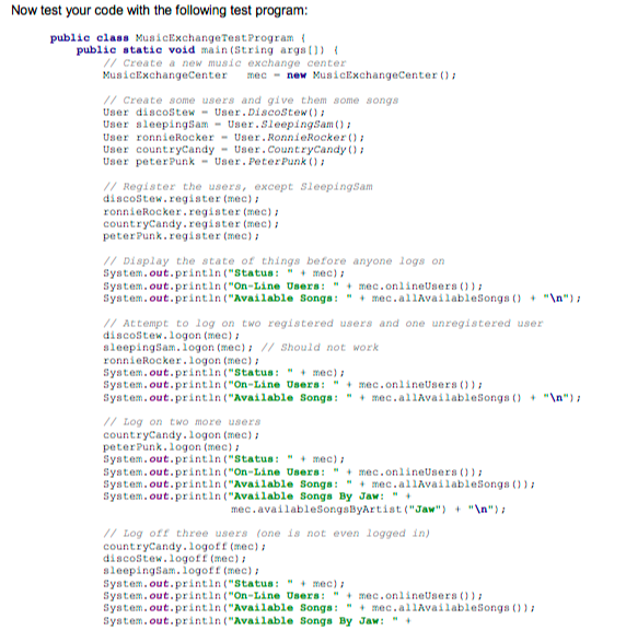 a song that is available at the Music Excha nge public class