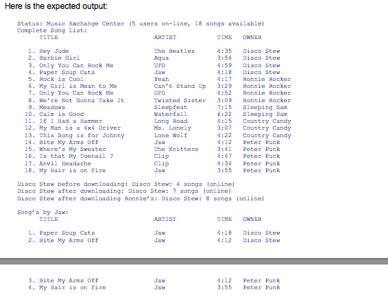 artist: return duration; public int getMinutes) return duration 60 public int getSeconds