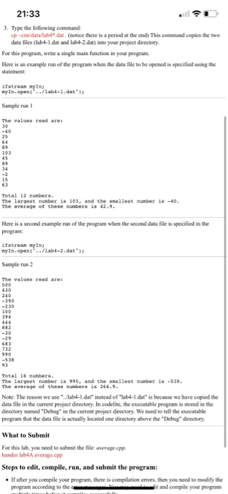 a data file, display the values, and computes and displays the largest,