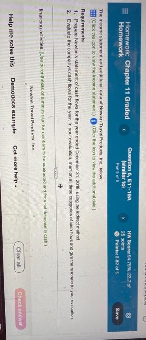  EN III Homework: Chapter 11 Graded Homework Question 6, E11-19A (similar