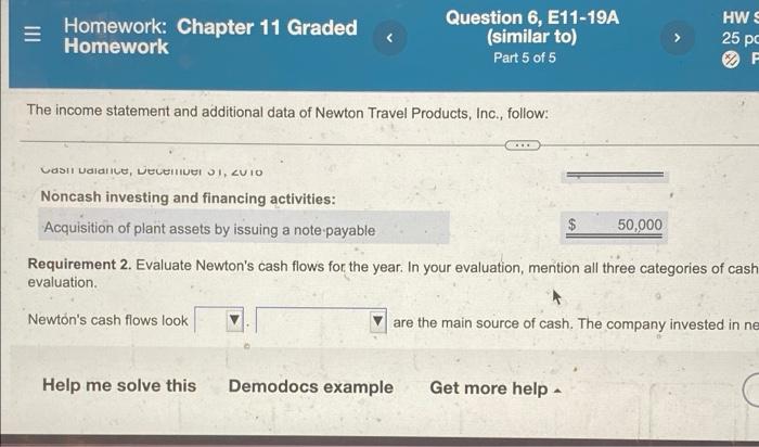 statement of cash flows for the year ended December 31, 2018, using