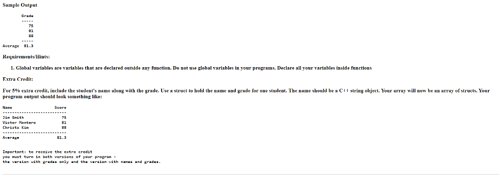 C++ program 8 - Test Scores Input Data You will input a
