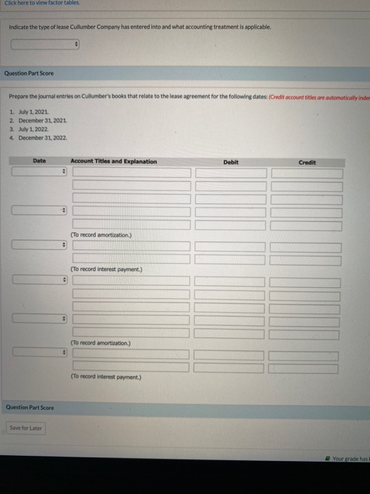 into a lease agreement on July 1.2021, for equipment. The following data