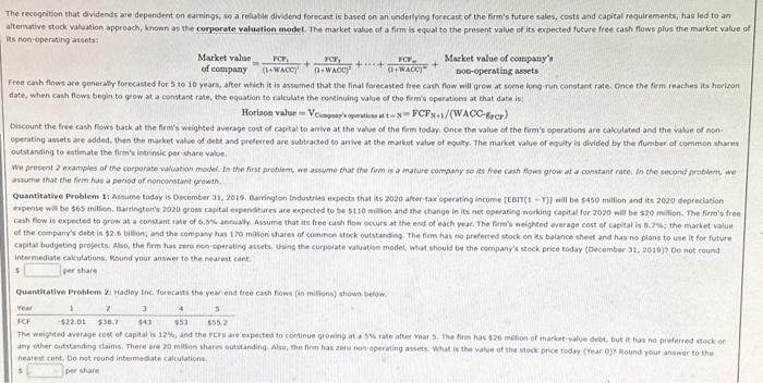  The recognition that dividends are dependent on eamings, so a reliable