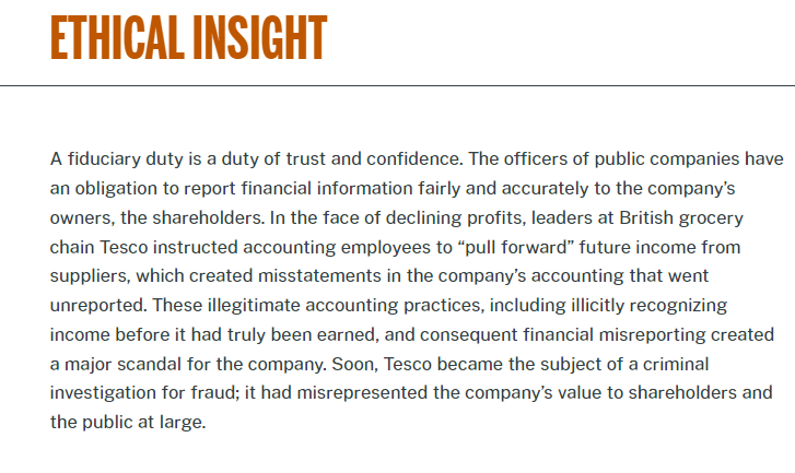 duty of trust and confidence, to the companys shareholders. What was the