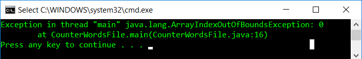 [JAVA] I keep getting this error (Count the occurrences of words in