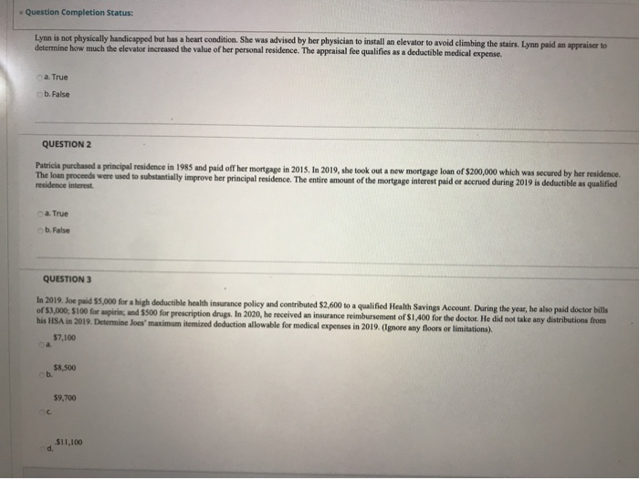  Question Completion Status: Lynn is not physically handicapped but has a