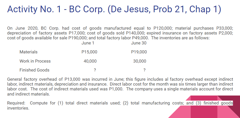  Activity No. 1 - BC Corp. (De Jesus, Prob 21, Chap