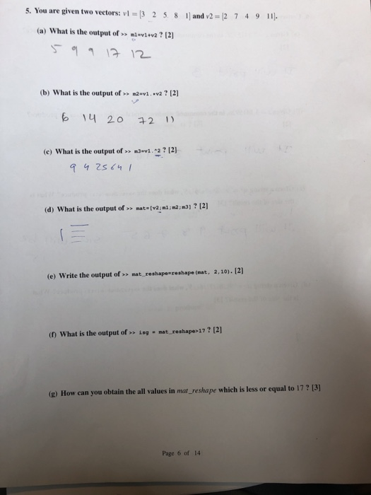 colon operator to create a column vector v given below. What is