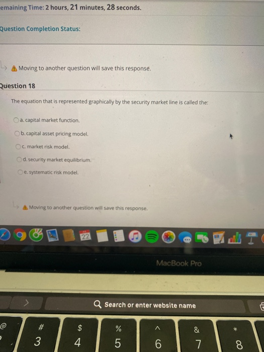  emaining Time: 2 hours, 21 minutes, 28 seconds. Question Completion Status: