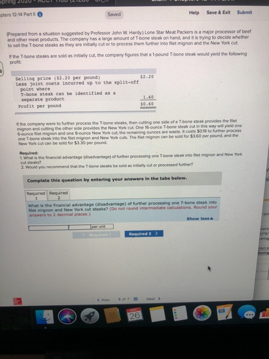  Saved Help pters 12-14 Part II Save & Exit Submit (Prepared