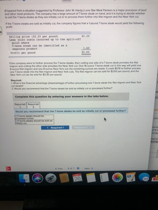 from a situation suggested by Professor John W. Hardy) Lone Star Meat