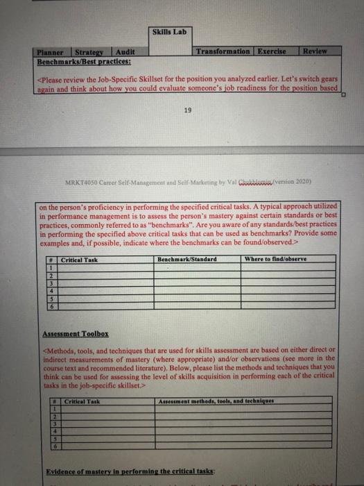 Review Transformation Exercise Critical Skill Areas (CSA) 1. Communication skills 2. Time
