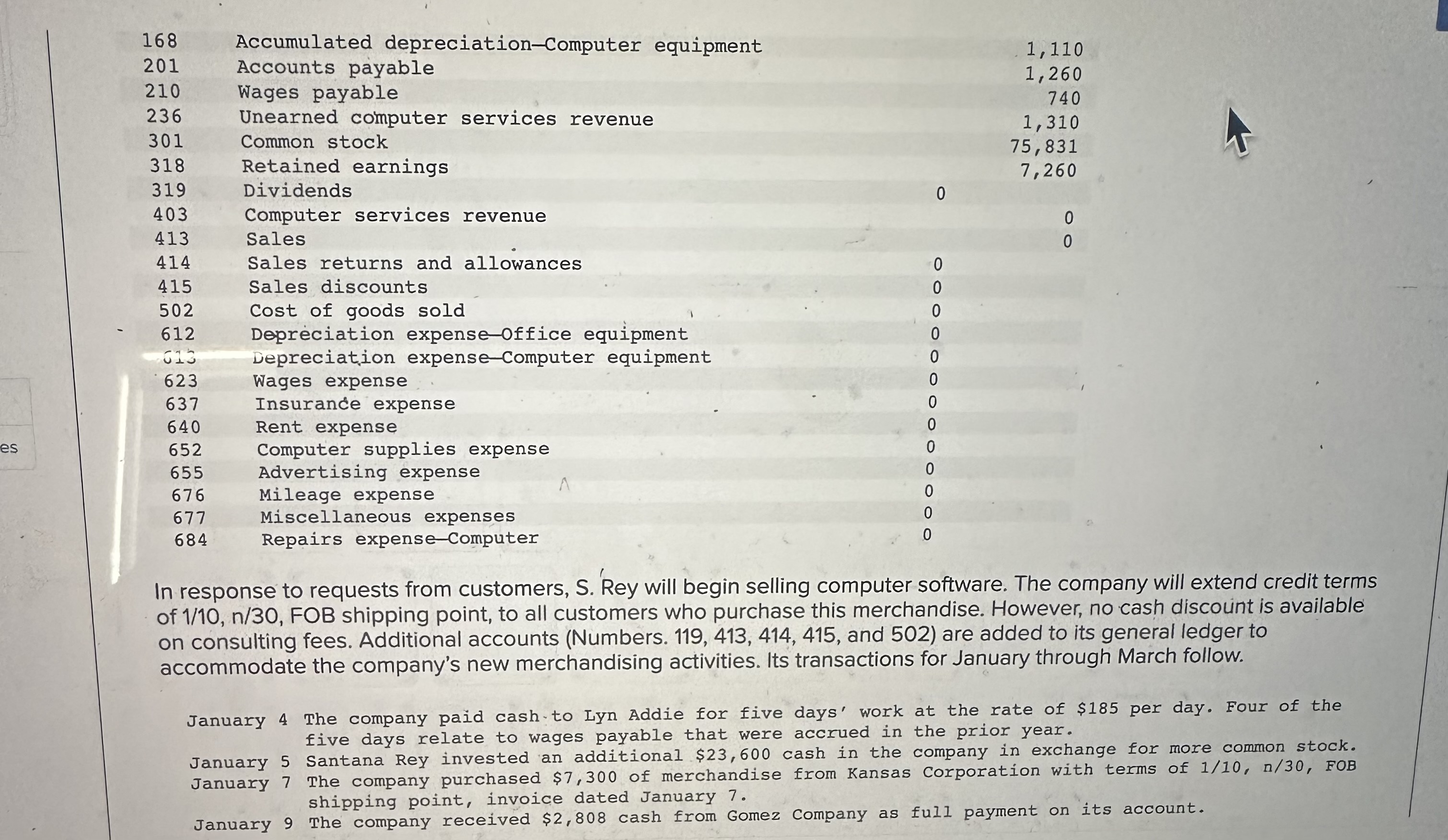 trial balance, the March 31 adjustments (a) through (g), and the adjusted