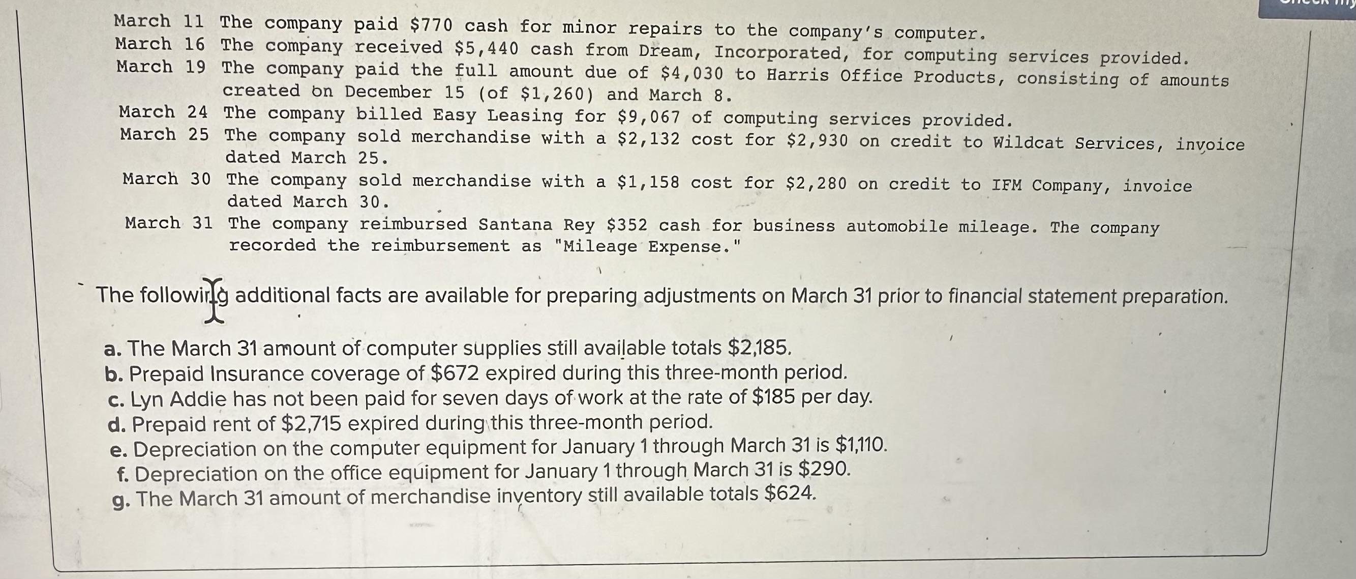 adjustments or post them to the ledger. Required information 403 413 414