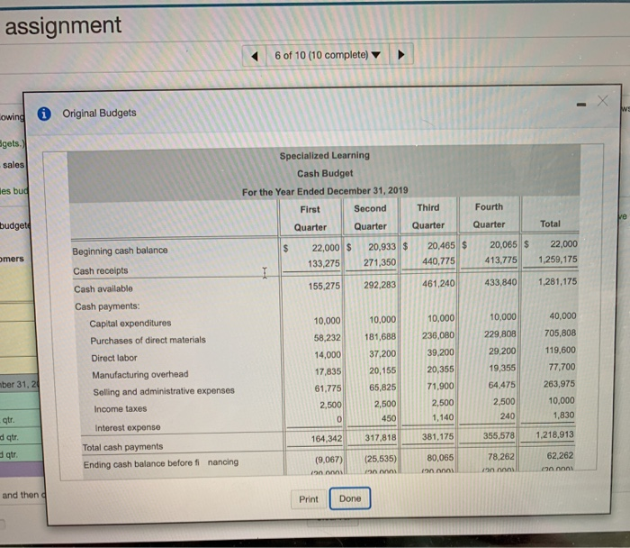2020 Dis! 22 assignment 6 of 10 (10 complete) the following Original