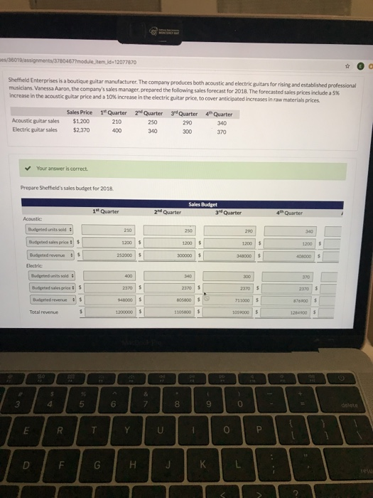 Prepare the 2018 production budget for acoustic guitars. 1st Quarter Production Budget