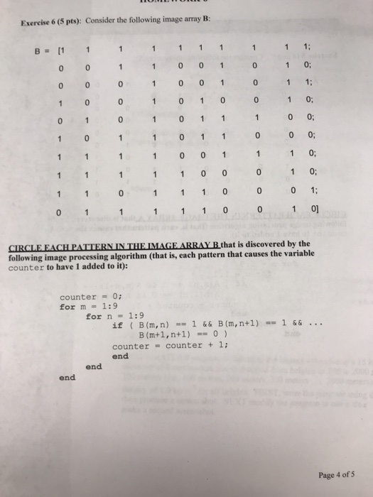  Exercise 6 (5 pts): Consider the following image array B 0