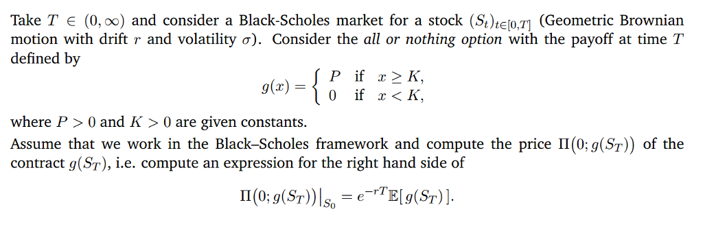  Take T E (0, oo) and consider a Black-Scholes market for